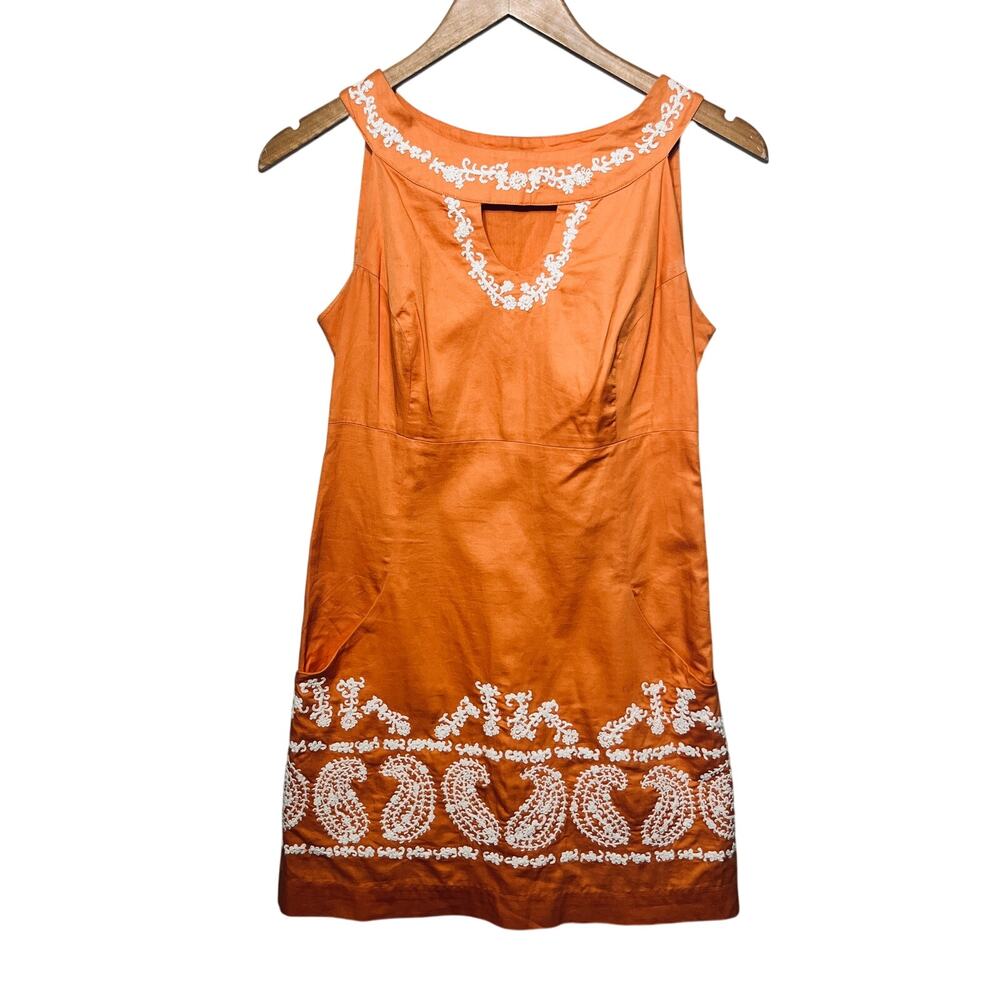 Lilly Pulitzer Orange Sleeveless Dress with White Embroidery